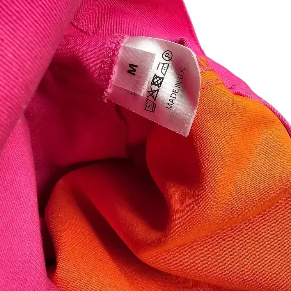 Serena Bute London High Rise Color Block Pink Wide Leg Pant Size Medium 10 Cargo - Picture 10 of 10